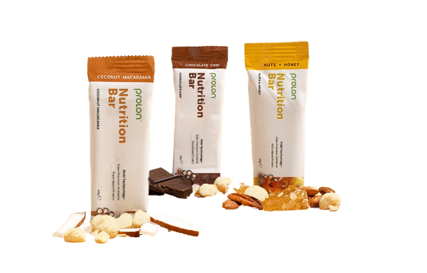 ProLon® Nutrition Bar pack with coconut macadamia, chocolate chip, and nuts honey flavors and assorted nuts and chocolate pieces