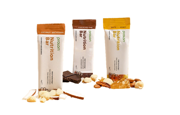 ProLon® Nutrition Bar pack with coconut macadamia, chocolate chip, and nuts honey flavors and assorted nuts and chocolate pieces