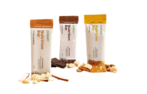 ProLon® Nutrition Bar pack with coconut macadamia, chocolate chip, and nuts honey flavors and assorted nuts and chocolate pieces