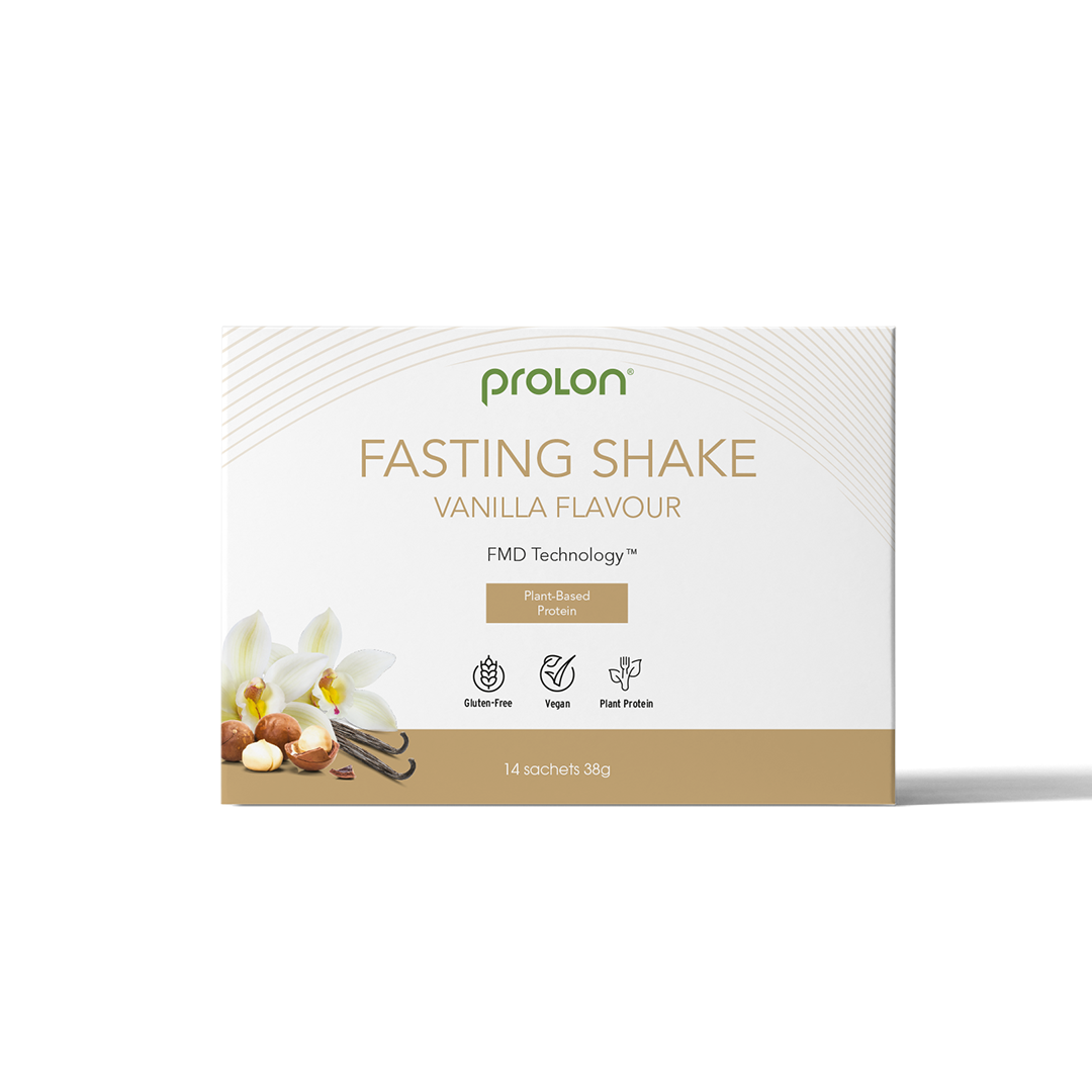 ProLon Fasting Shake vanilla flavor plant-based protein gluten-free vegan pack of 14 sachets