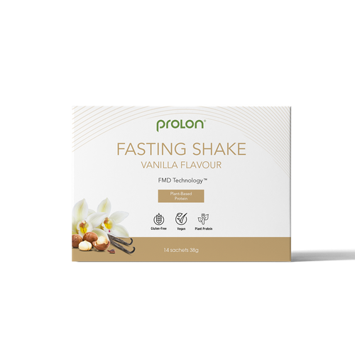 ProLon Fasting Shake vanilla flavor plant-based protein gluten-free vegan pack of 14 sachets